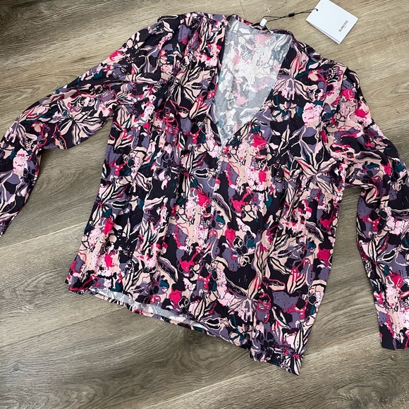 NEW Suncoo Paris Floral Top Lucil Pink Rayon Printer Blouse T1 Size Small S - Picture 7 of 10